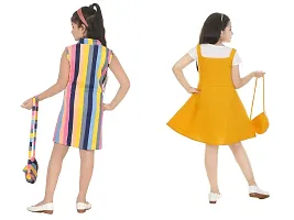 Stylish Multicoloured Crepe Dress For Girls Pack Of 2-thumb2