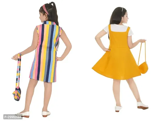 Stylish Multicoloured Crepe Dress For Girls Pack Of 2-thumb3