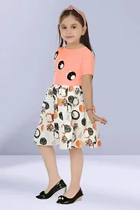 Stylish Peach Cotton Blend Dress For Girls-thumb2