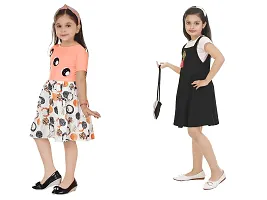 Stylish Multicoloured Crepe Dress For Girls Pack Of 2-thumb1