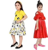 Stylish Multicoloured Crepe Dress For Girls Pack Of 2-thumb1