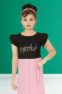 Stylish Pink Crepe Dress For Girls-thumb2