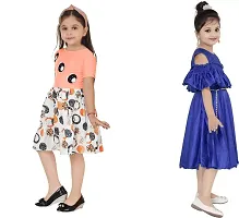 Stylish Multicoloured Crepe Dress For Girls Pack Of 2-thumb1