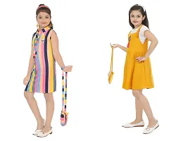 Stylish Multicoloured Crepe Dress For Girls Pack Of 2-thumb1