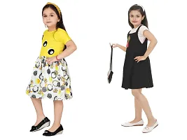 Stylish Multicoloured Crepe Dress For Girls Pack Of 2-thumb1