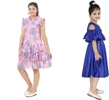 Stylish Multicoloured Crepe Dress For Girls Pack Of 2-thumb1