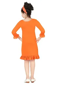 Stylish Orange Crepe Dress For Girls-thumb2