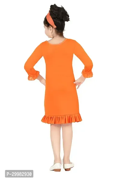 Stylish Orange Crepe Dress For Girls-thumb3