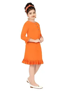 Stylish Orange Crepe Dress For Girls-thumb1