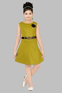 Stylish Green Crepe Fit And Flare Dress For Girl-thumb4