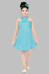 Stylish Blue Crepe Fit And Flare Dress For Girl-thumb3