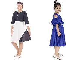 Stylish Multicoloured Crepe Dress For Girls Pack Of 2-thumb1