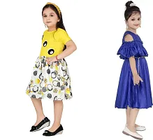 Stylish Multicoloured Crepe Dress For Girls Pack Of 2-thumb1