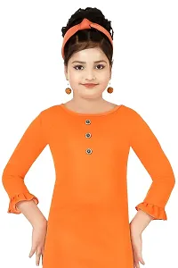 Stylish Orange Crepe Dress For Girls-thumb3