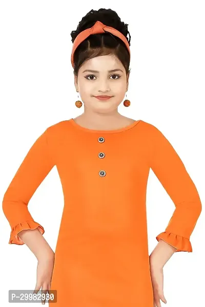 Stylish Orange Crepe Dress For Girls-thumb4