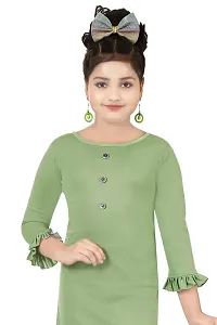 Stylish Green Crepe Dress For Girls-thumb3