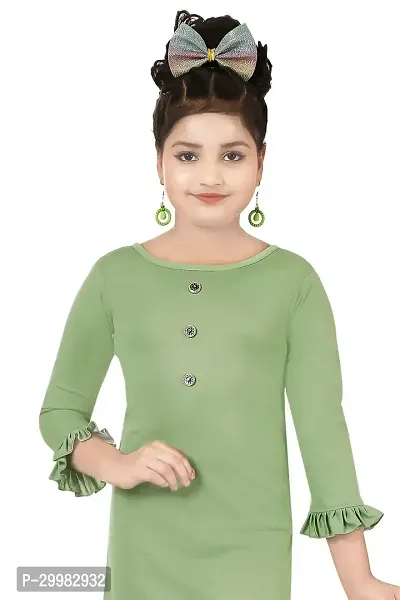 Stylish Green Crepe Dress For Girls-thumb5