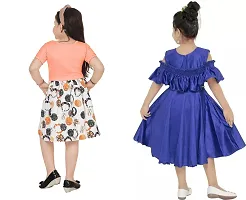 Stylish Multicoloured Crepe Dress For Girls Pack Of 2-thumb2