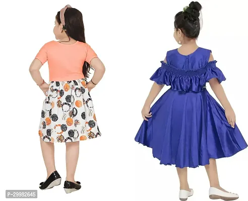 Stylish Multicoloured Crepe Dress For Girls Pack Of 2-thumb4