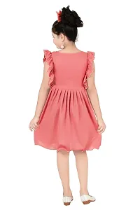 Stylish Peach Crepe Dress For Girls-thumb4