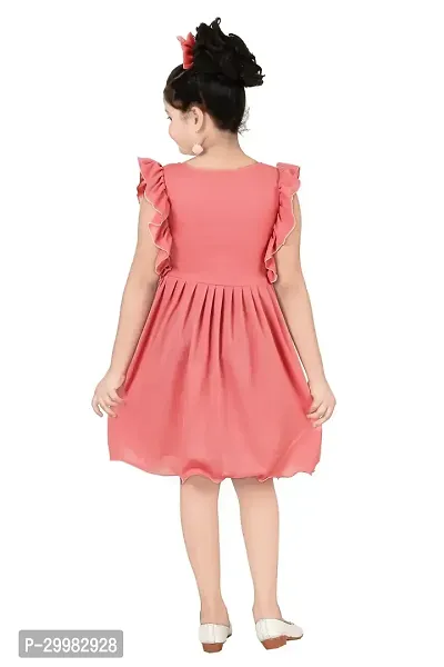 Stylish Peach Crepe Dress For Girls-thumb5