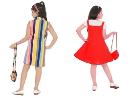 Stylish Multicoloured Crepe Dress For Girls Pack Of 2-thumb2