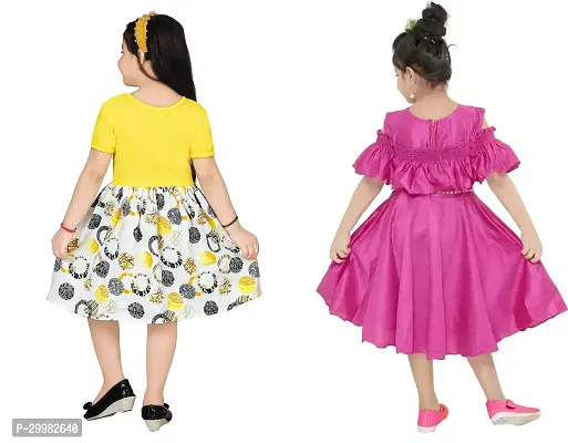 Stylish Multicoloured Crepe Dress For Girls Pack Of 2-thumb3