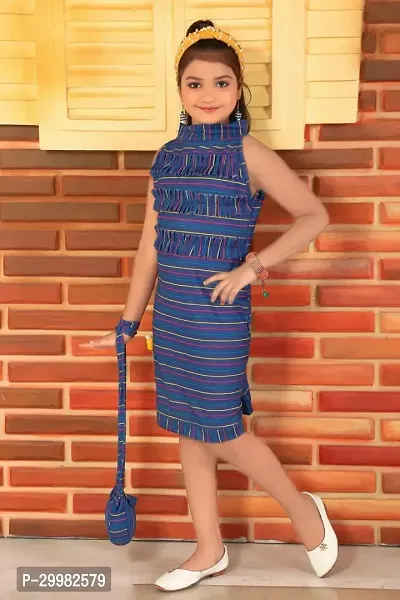 Stylish Multicoloured Crepe Dress For Girls-thumb3