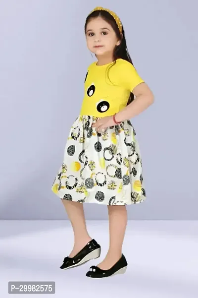 Stylish Yellow Cotton Blend Dress For Girls-thumb2