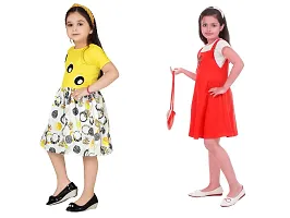 Stylish Multicoloured Crepe Dress For Girls Pack Of 2-thumb1