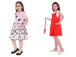 Stylish Multicoloured Crepe Dress For Girls Pack Of 2-thumb1