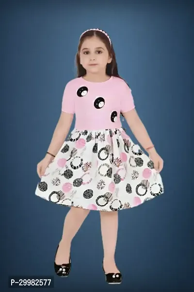 Stylish Pink Cotton Blend Dress For Girls