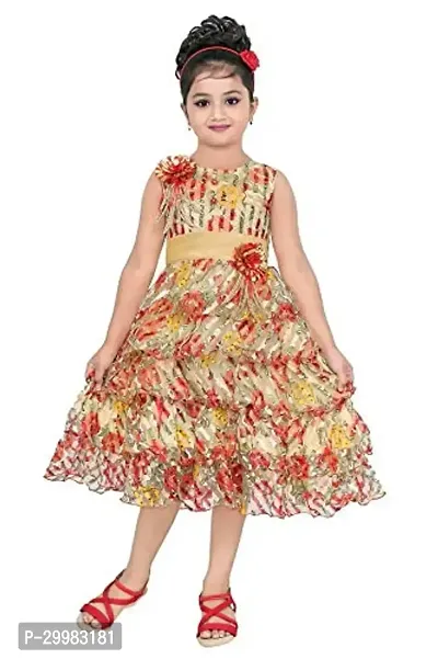 Stylish Multicoloured Cotton Blend Dress For Girls