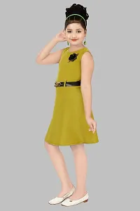 Stylish Green Crepe Fit And Flare Dress For Girl-thumb1