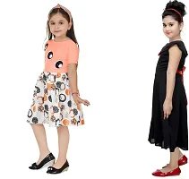 Stylish Multicoloured Crepe Dress For Girls Pack Of 2-thumb1