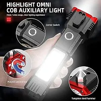 RECHARGABLE BIG LED FLASH LIGHT TORCH  EMERGENCY LIGHT WITH CAR RESCUE HAMMER 800 METER RANGE ( 1 PIECE ,BLACK )-thumb1