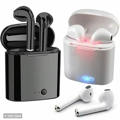 i7s earbuds earphone with 5.1 bluetooth version wireless chargering case and one touch connection (multicolor , true wireless )