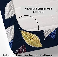 220 TC Cotton Double King Geometric Fitted Elastic Bedsheet With 2 Pillow Covers 18x28 In-thumb1