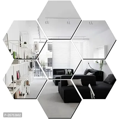 7 hexagon Decorative Mirror stickers for wall, hexagon mirror wall stickers, acrylic mirror wall decor sticker, hexagonal mirror wall sticker, wall mirror stickers,-thumb0