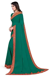 SHRISHARVADA TRANDZ Women's Georgette Saree with Blouse Piece lacepatti sarees (Rama)-thumb2