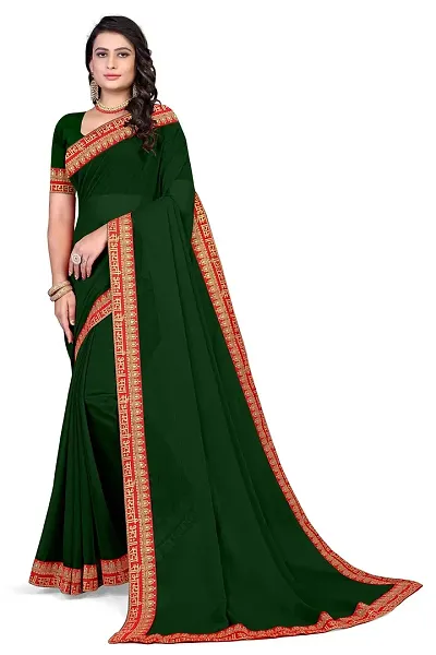 SHRISHARVADA TRANDZ Women's Georgette Saree with Blouse Piece lacepatti sarees