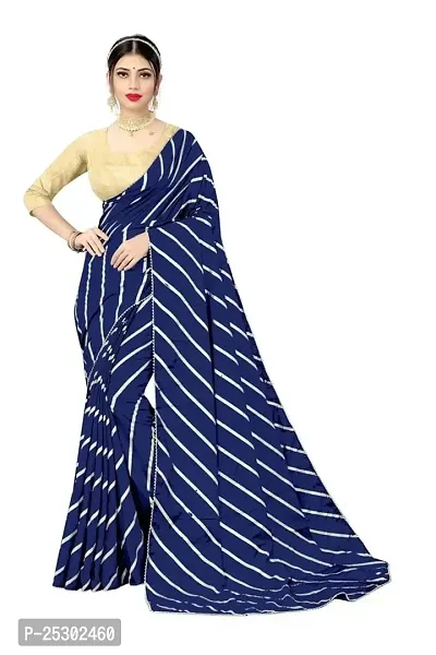 SHRISHARVADA TRANDZ Women's lehriya georgette printed sarees With Blouse Piece saree (Blue)-thumb0