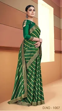 SHRISHARVADA TRANDZ saree Leheriya saree with lace border dola silk chiffon jacquard lace work lahriya foil print sarees with blouse piece (GREEN)-thumb2