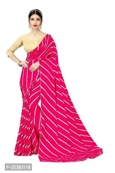 SHRISHARVADA TRANDZ Women's lehriya georgette printed sarees With Blouse Piece saree (Pink)
