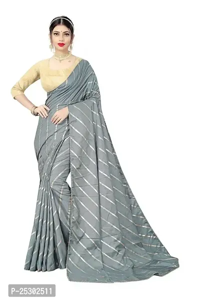 SHRISHARVADA TRANDZ Women's lehriya georgette printed sarees With Blouse Piece saree (Brown Silver)