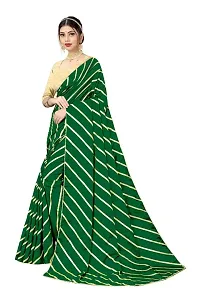 SHRISHARVADA TRANDZ Women's lehriya georgette printed sarees With Blouse Piece saree (Green)-thumb1
