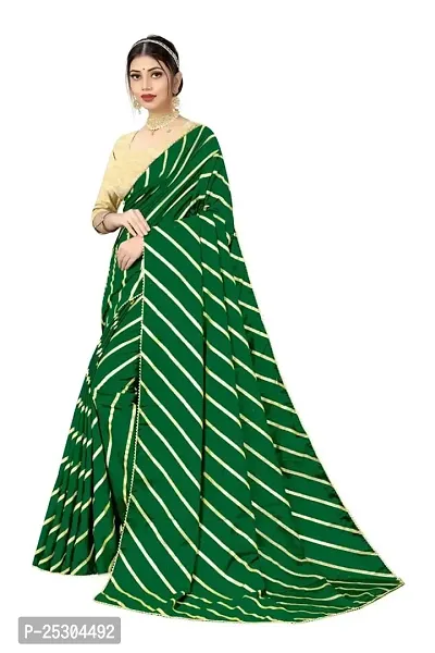 SHRISHARVADA TRANDZ Women's lehriya georgette printed sarees With Blouse Piece saree (Green)-thumb2