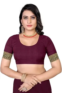 SHRISHARVADA TRANDZ Women's Lace Border Summer style Saree with Blouse Piece (WINE)-thumb4