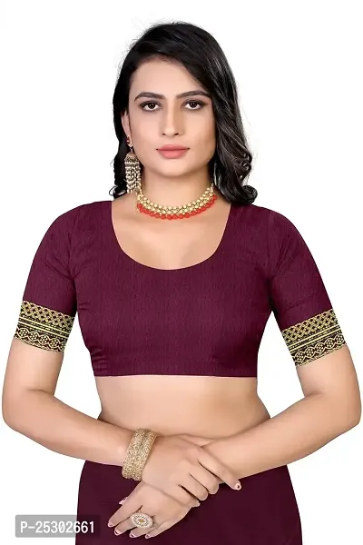 SHRISHARVADA TRANDZ Women's Lace Border Summer style Saree with Blouse Piece (WINE)-thumb5