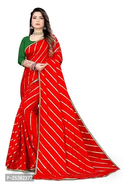 SHRISHARVADA TRANDZ Fancy saree Leheriya design womens (RED)-thumb0